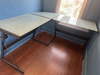 Black & Opaque Glass Corner Office Desk