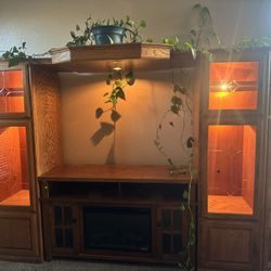 Solid oak entertainment center