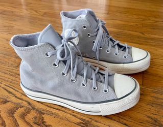 CONVERSE ALL STAR HIGHTOP PLATFORM SHOES 7.5 PASTEL PERIWINKLE BLUE SUEDE