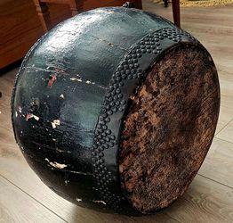 Antique Japan Buddhist drum Taiko hand craft 1800s temple instrument