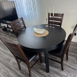 Wooden Round Table With Six Chairs
