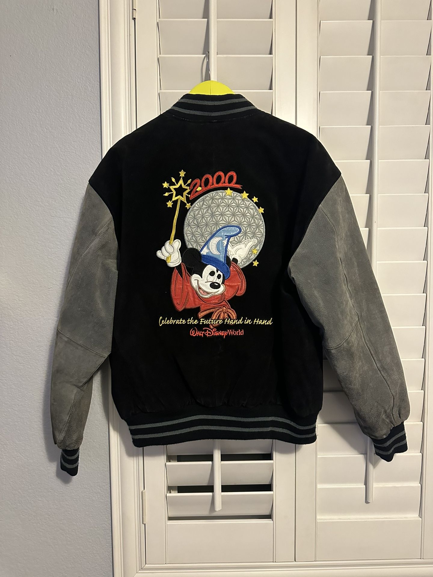VTG RETRO 2000 MILLENNIUM MICKEY MOUSE MAGICIAN VELOUR VELOUR SUEDE JACKET SIZE L
