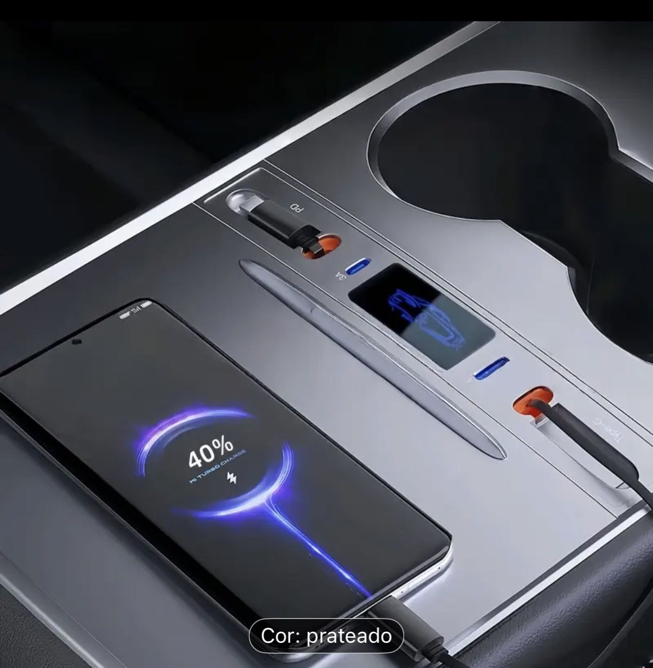 Exclusive to the 2021-2024 Model 3/Y! A Hidden Center Control Sliding Lid Extension, Plug-And-Play USB Fast Charging, and Super Convenient, Battery-Fr