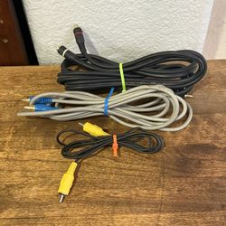 Lot of 3 RCA Cables • Audio & Video • 4-10 Ft • Subwoofer, Stereo, and Composite Video