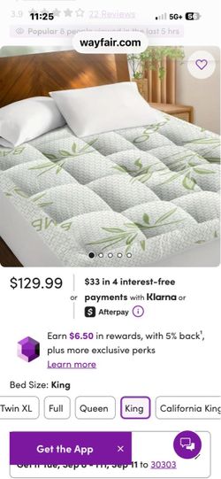 Various size bamboo cooling mattress toppers