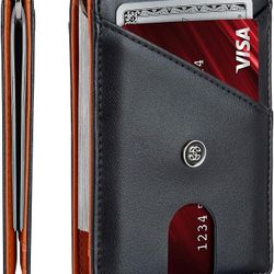 Suavell Leather Mens Wallet. Minimalist Wallet Credit Card Holder with Money Clip and RFID Wallet Protection. Slim Wallets Men Gifts