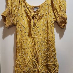 Yellow Women's Spring Dress Adult 1x