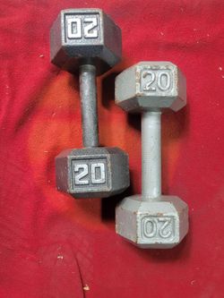 SET OF  20Lb. HEXHEAD DUMBBELLS  TOTAL 40LBs
11525 S HALSTED DUNKIN DONUTS/7111.S WESTERN WALGREENS 
35$  CASH ONLY AS IS