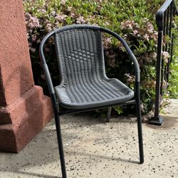 Grey Rattan Indoor-Outdoor Restaurant Stack Chair Armchairs Porch Outdoor Bistro Cafe Shop Chairs