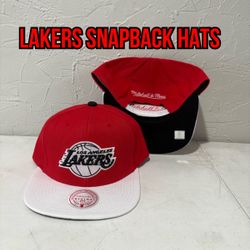 NBA Mitchell And Ness Los Angeles Lakers Red White SnapBack Hats 