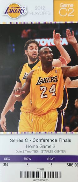 2012 WESTERN CONFERENCE FINALS KOBE BRYANT TICKET STUB 