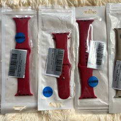 Silicone Band Compatible with Apple Watch Red/khaki