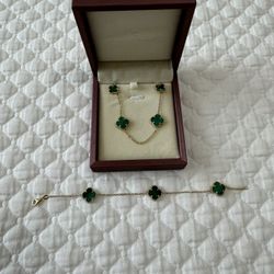 18K Gold Necklace, Bracelet And Earrings 