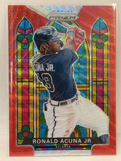 2021 RONALD ACUNA JR /99 STAINED GLASS Red PRIZM PANINI