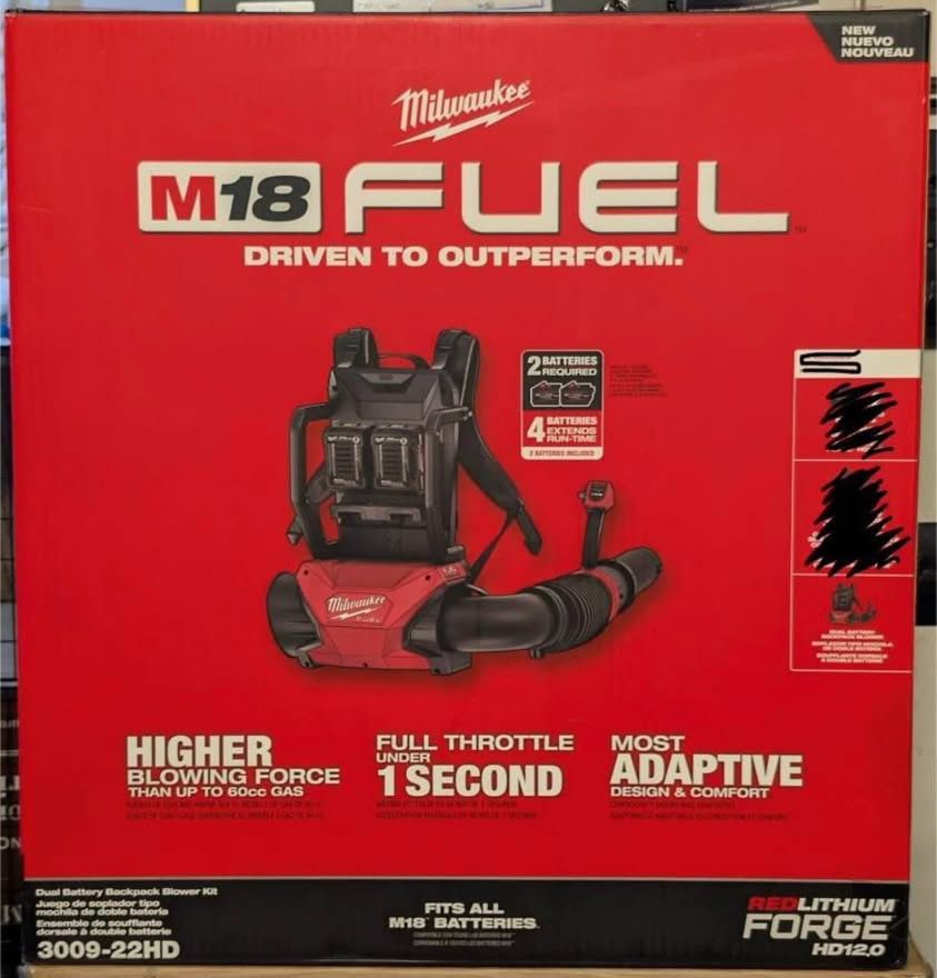New Milwaukee M18 Dual Battery Backpack Blower, 3009-20