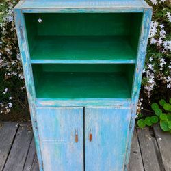 Distressed, recycled barn wood bookshelf/cabinet 