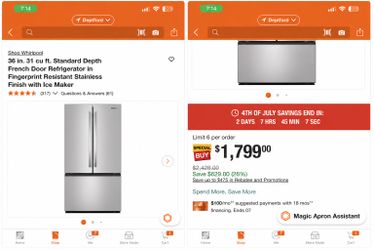 31in whirlpool french door refrigerator
