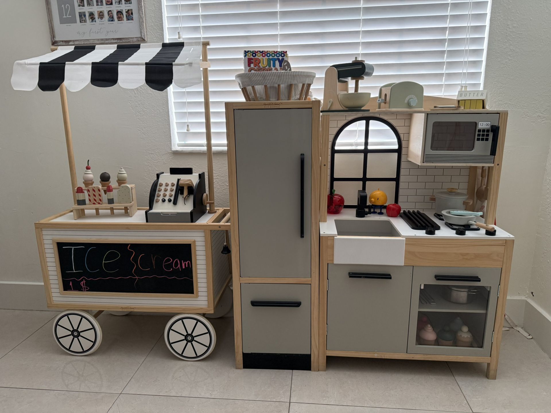 Kitchenette, Fridge And Cart For Kids