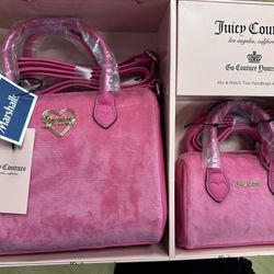 Juicy Couture Pink Flash Velour Two Piece Satchel Set