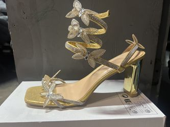 Gold Butterfly High Heels