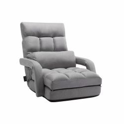 Floor Chair, Floor Gaming Chair with 5 Adjustable Position and Back Support, Folding Sofa Chair with Armrest for Adults, Sofa Lounger Bed with Back Cu