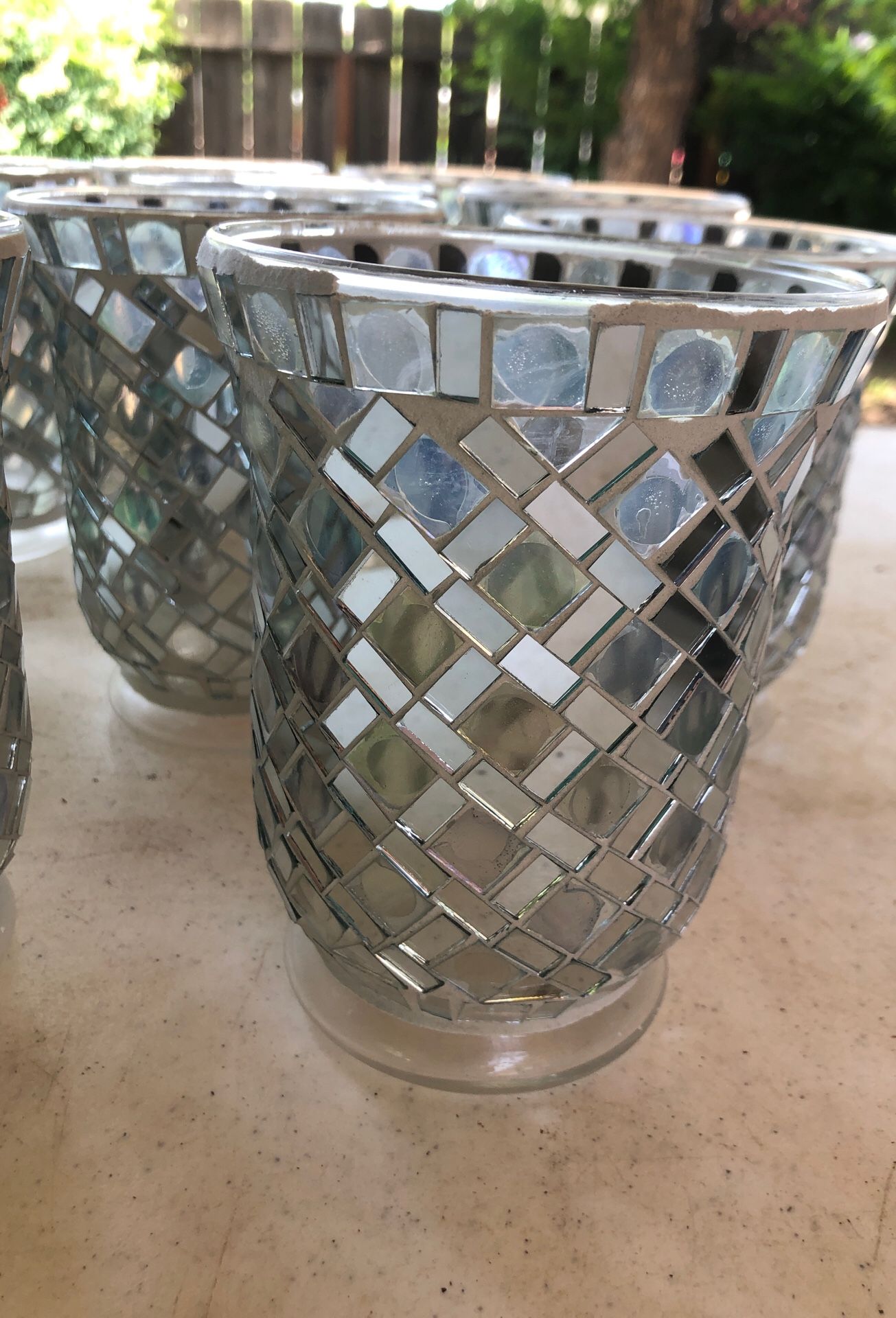 10 Mosaics Mirror Candle Holders 6” Tall