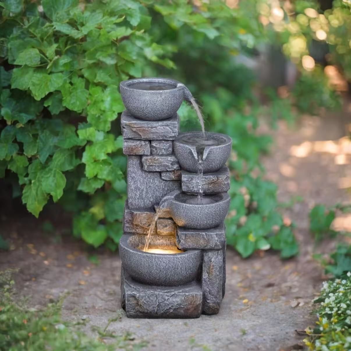 Modern Bowls Fountain with Led Lights