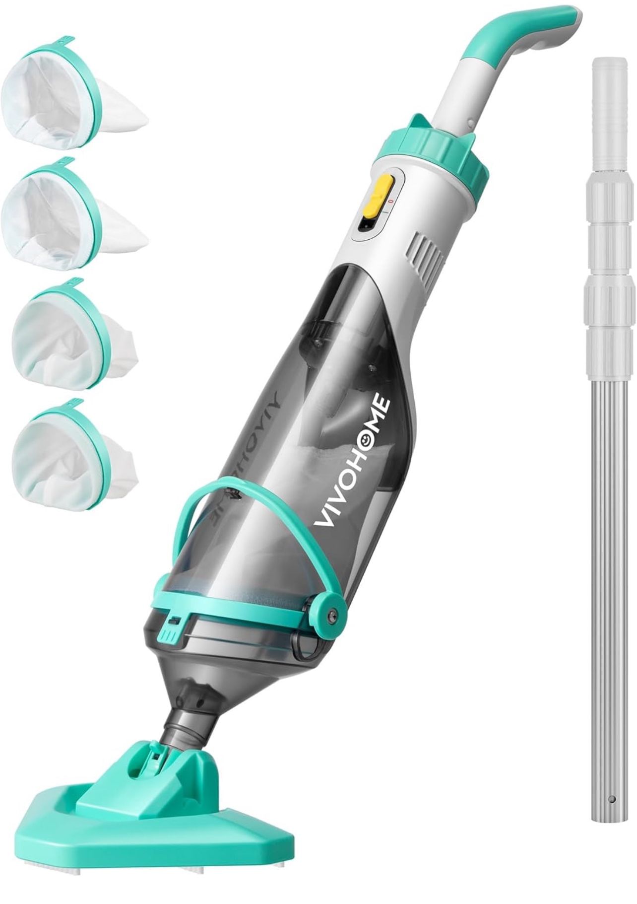 New VIVOHOME Cordless Pool Vacuum with Telescopic Pole, Powerful Suction up to 18.5 GPM, 60 Mins Running Time, Handheld Rechargeable Swimming Pool Cle