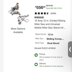 RIDGID 15 Amp 12 in. Corded Sliding Miter Saw and Universal Mobile Miter Saw Stand