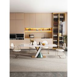 Burgest Oval Faux Marble Top Metal Base Dining Table