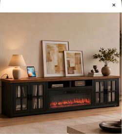 86" Wood Fireplace TV Stand