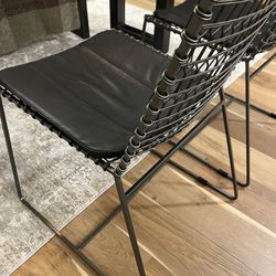 Crate & Barrel Tig Dining Chair With Leather Cushion