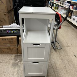 VASAGLE Storage Cabinet Storage Organizer Rack Stand w/ 2 Drawer - White