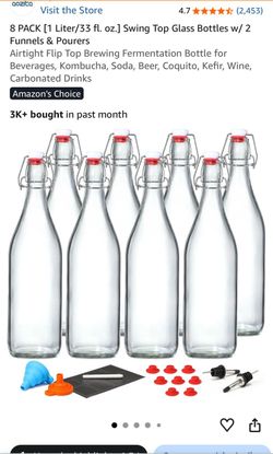 8-Pack 1 Liter Swing Top Glass Bottles