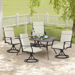 Set of 4, cushion only 21" x 44" x 3.2" Polyester High Back Segmented Outdoor Chair Cushion, Water Resistant & Fade Resistant Removable Cover, Ties an