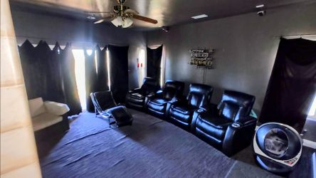 Theatre chairs electric with blue lighting