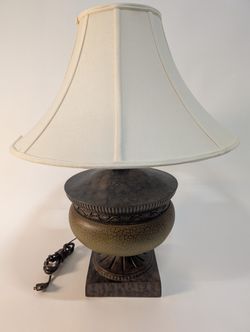 Traditional Urn Style Table Lamp with Flared Fabric Shade