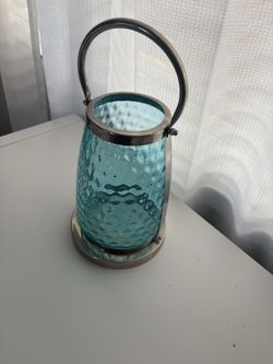 Turquoise Glass Decorative Lantern 