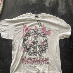 Boohoo Man Graphic Print Skull Pink T-Shirt Size L