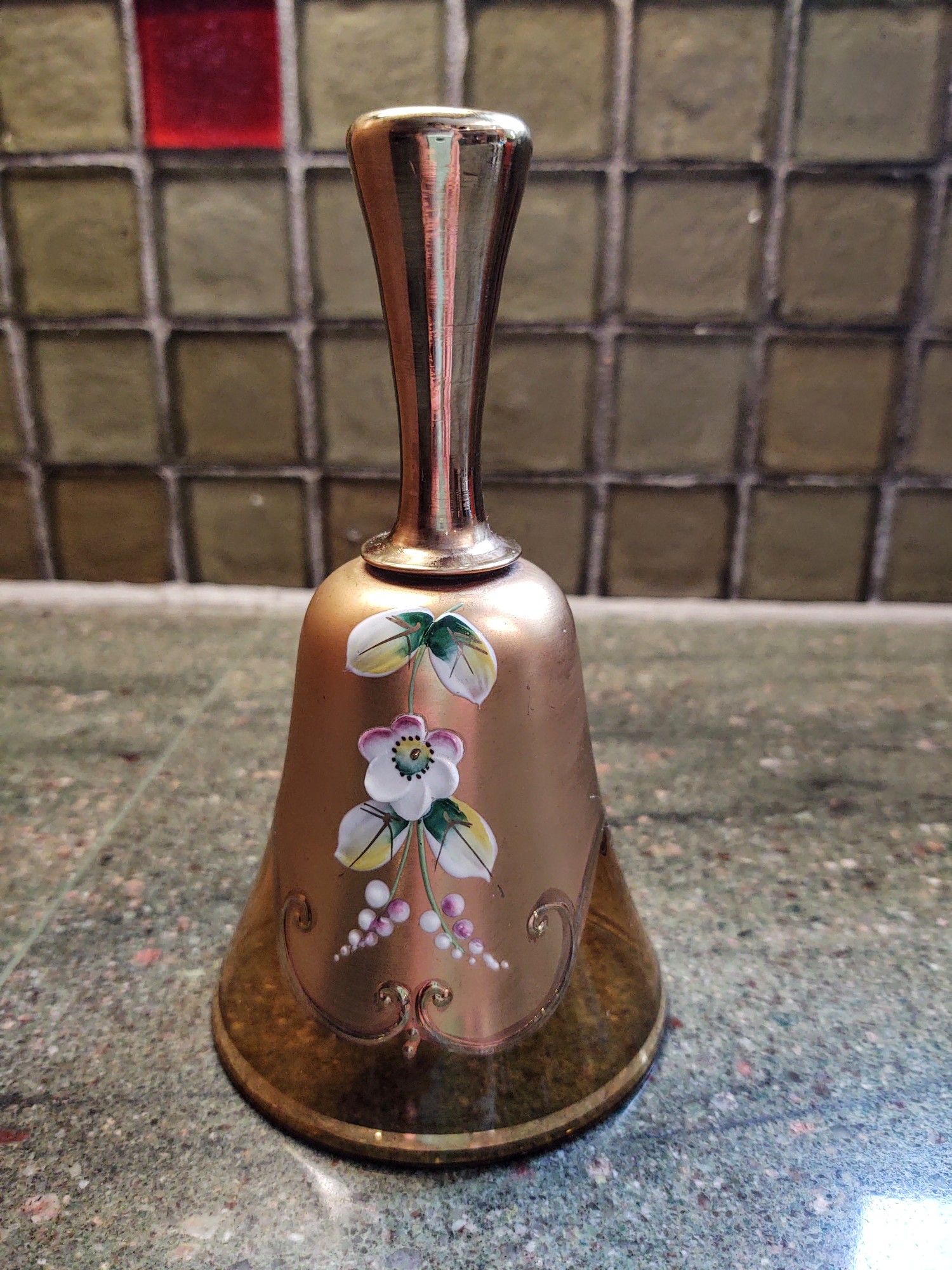Vintage Amber Crystal Bell