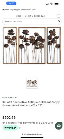 Decorative Gold Flower Metal Wall Art