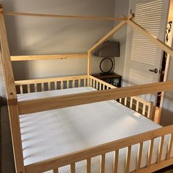 Wooden Kid Bed With Storage And Mattress 