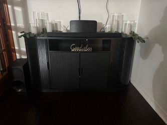 63" Sideboard Buffet Cabinet with Storage, Modern Fluted Credenza, Black