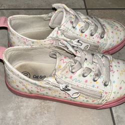 10C Cat & Jack confetti party lace-up sneakers with side zippers