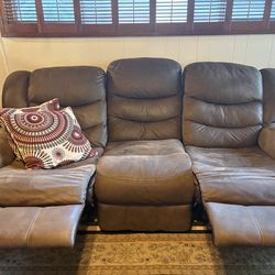 Brown Reclining Sofa 3-Seater
