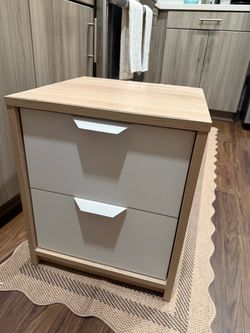IKEA White + Tan Nightstand / Bedside Table
