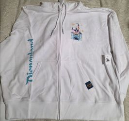 Disneyland White Full-Zip Hoodie with Castle Graphic