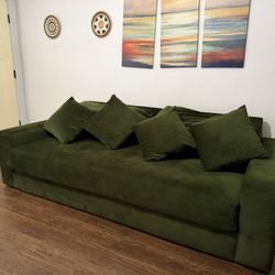 Velvet Green Soft Deep Large Couch 