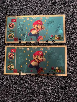 $10 Each Super Mario NOVELTY 24kt Gold Foil Plated Collector Bills