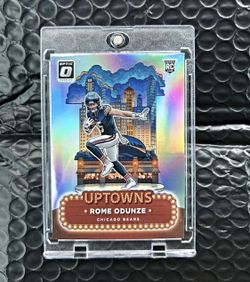 Rome Odunze Donruss Optic Uptowns Rookie Card and dual downtown Caleb and Rome